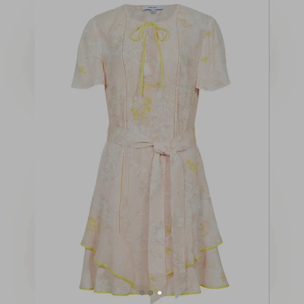 Reiss Carlotta Short Flutter Sleeve Dress in Blush Size US 4 - Picture 4 of 16